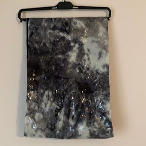 Graphic infinity scarf accented with sequins